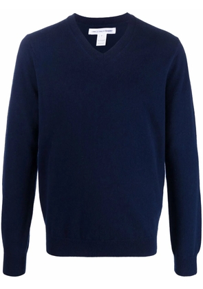 Comme Des Garçons Shirt fine-knit V-neck jumper - Blue