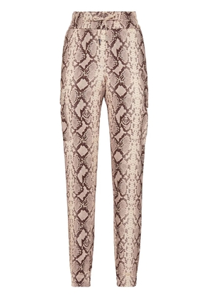 Philipp Plein snakeskin-print satin cargo trousers - Neutrals