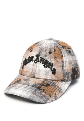 Palm Angels curved-logo checked cap - Grey