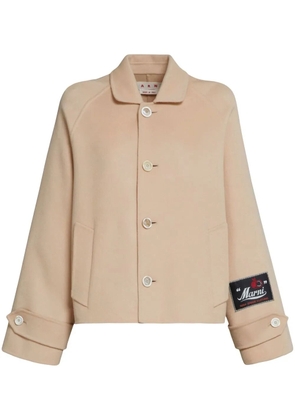Marni logo-patch shirt jacket - Neutrals
