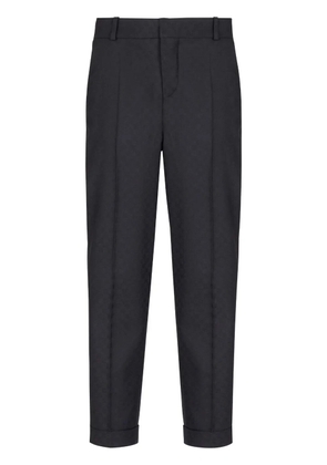 Balmain monogram-jacquard wool trousers - Black