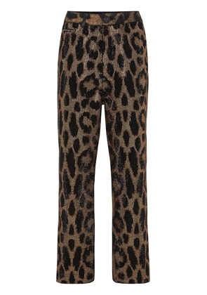 Philipp Plein crystal-embellished leopard jeans - Brown