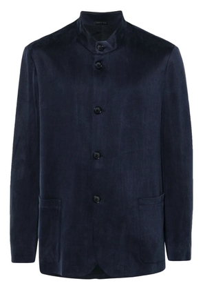 Giorgio Armani single-breasted band-collar blazer - Blue