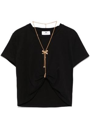 Elisabetta Franchi bow-necklace jersey T-shirt - Black