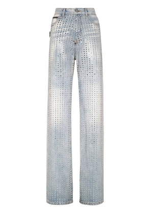 Philipp Plein crystal-embellishment pinstripe jeans - Blue