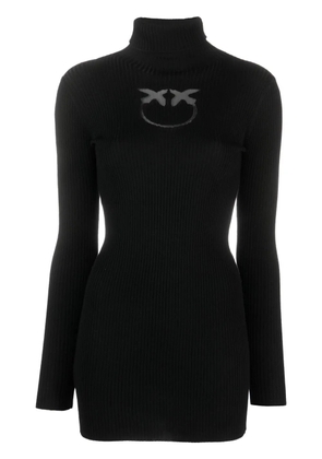 PINKO intarsia-knit logo roll-neck jumper - Black