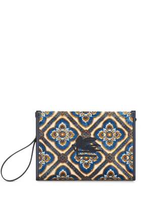 ETRO logo-embroidered jacquard makeup bag - Neutrals