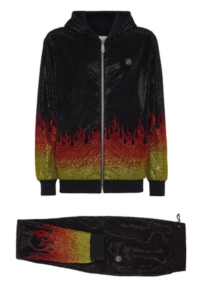 Philipp Plein Crystals Flame hooded tracksuit set - Black