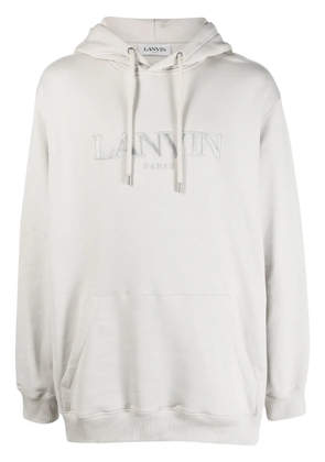 Lanvin logo-embroidered fleece hoodie - Grey