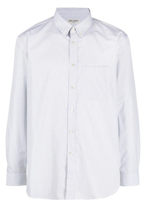 Saint Laurent striped long-sleeve cotton shirt - White