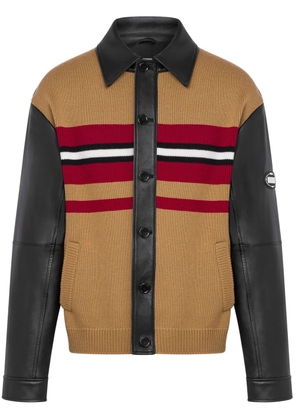 Moschino knitted-panel leather jacket - Black