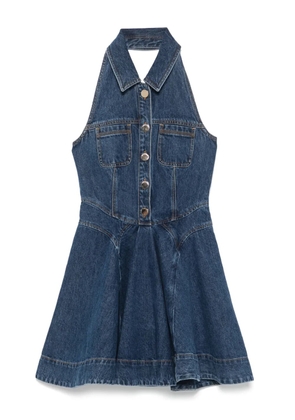 Self-Portrait denim sleeveless mini dress - Blue