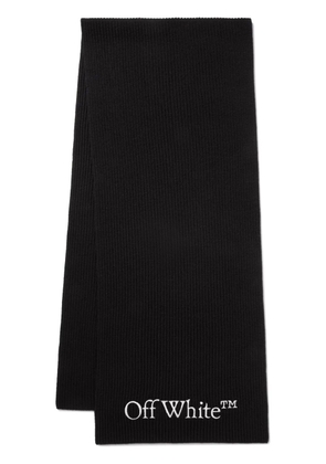 Off-White Bookish logo-knit scarf - Black
