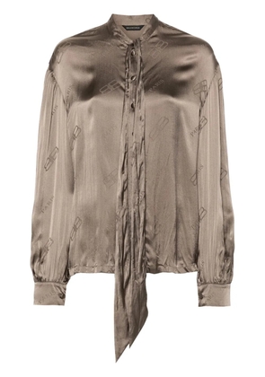 Balenciaga BB logo-print silk shirt - Neutrals