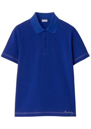 Burberry logo-embroidered polo shirt - Blue