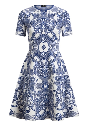 ETRO patterned-jacquard mini dress - Blue
