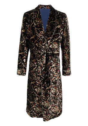ETRO tie-waist floral-pattern coat - Black