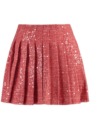 Self-Portrait sequin-embellished mini skirt - Red
