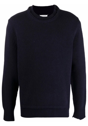 Maison Margiela layered-collar elbow-patch distressed jumper - Blue