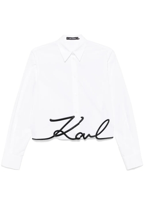 Karl Lagerfeld embroidered-logo cropped shirt - White