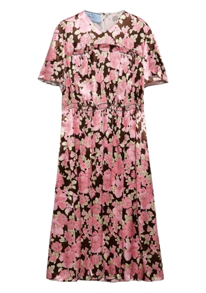 Prada embroidered satin dress - Brown