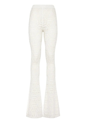 Philipp Plein monogram-pattern open-knit trousers - White