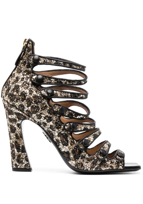 DSQUARED2 glitter-embellished leopard-print sandals - Brown