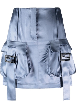 FENDI cargo pockets satin mini skirt - Blue