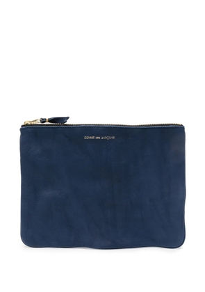 Comme Des Garçons Wallet washed zip-up leather pouch - Blue