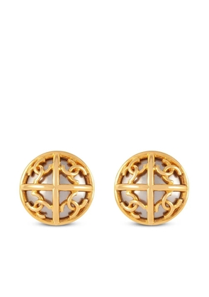 CHANEL Pre-Owned 1993 CC logo faux-pearl clip-on earrings - Gold