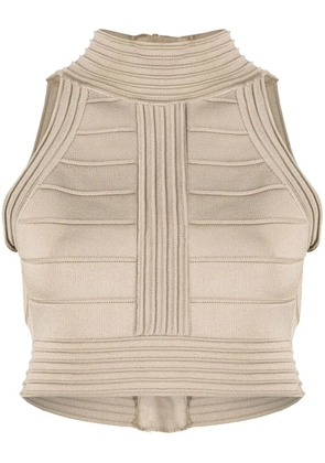Balmain seam detailed crop top - Neutrals