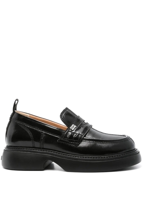 GANNI logo-plaque platform loafers - Black