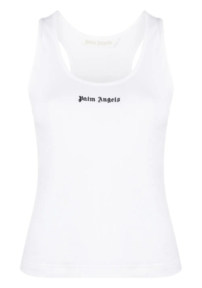 Palm Angels logo-print ribbed tank top - White