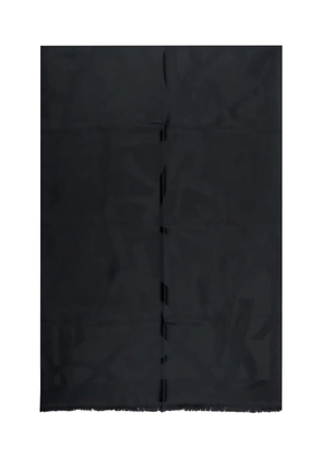 Saint Laurent Cassandre monogram fringed scarf - Black