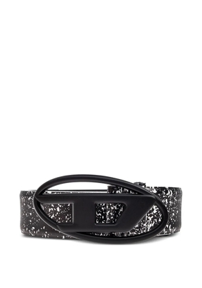 Diesel oval logo speckled leather belt - Black