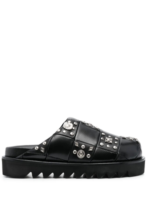 Toga Pulla stud-embellished leather clogs - Black