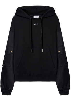 Off-White logo-print cotton hoodie - Black