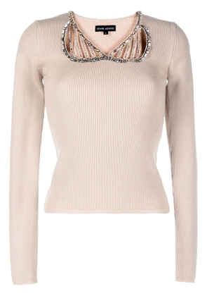 Izaak Azanei cut-out embellished top - Neutrals