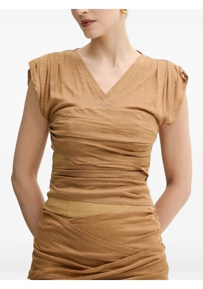 PINKO draped V-neck top - Neutrals