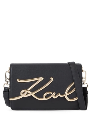 Karl Lagerfeld medium Signature leather shoulder bag - Black