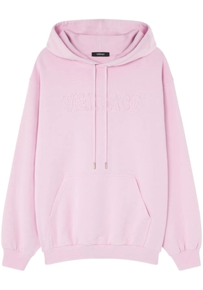 Versace logo-embroidered fringed hoodie - Pink