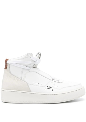 A-COLD-WALL* logo-print leather hi-top sneakers - White