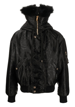 Versace baroque-print shearling-lined jacket - Black