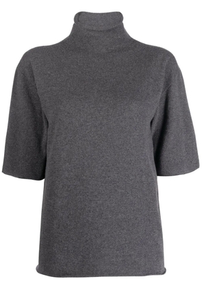 Jil Sander short-sleeved roll-neck knitted top - Grey