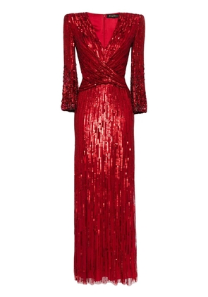 Jenny Packham Cosmos sequin-embellishment gown - Red