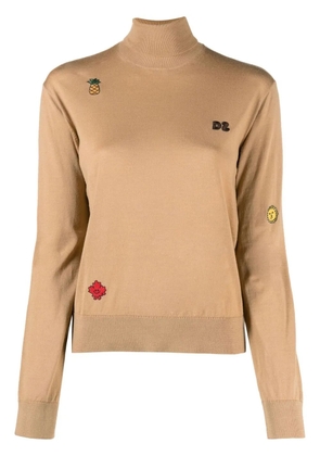 DSQUARED2 logo-embroidered roll-neck jumper - Brown