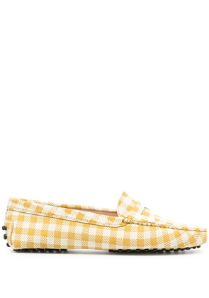 Tod's gingham Gommino driving shoes - Yellow