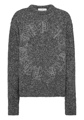 Philipp Plein logo-embroidered jumper - Grey