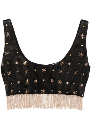 Forte Forte fringed bead-embellished crop top - Black