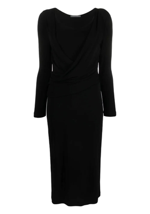 Alberta Ferretti round-neck draped midi dress - Black
